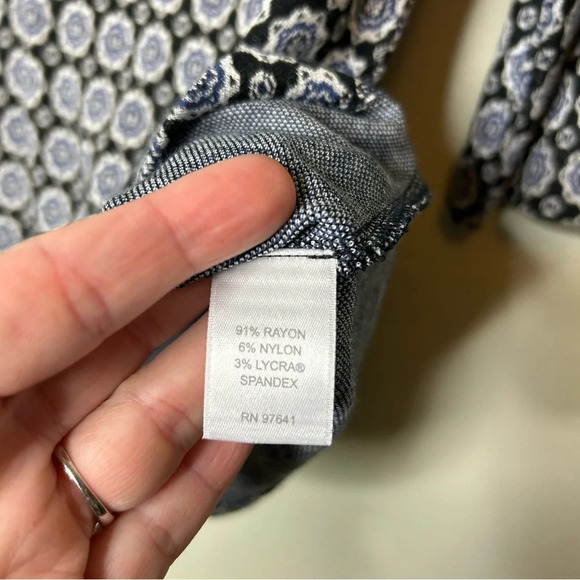 J. Jill Circle Print 3/4 Sleeve Blouse Size Medium Petite - Picture 4 of 7